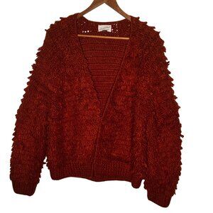 Universal Thread Womens Rust Textured Loop Knit Cardigan XS Wool Blend Y2K